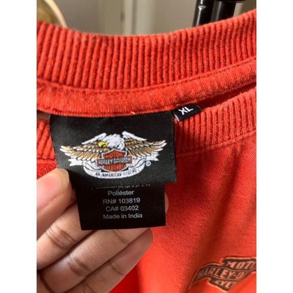 HARLEY DAVIDSON MOTORCYCLES VINTAGE BIG ORANGE LOGO T SHIRT MENS SIZE XL HYPE - Picture 5 of 5